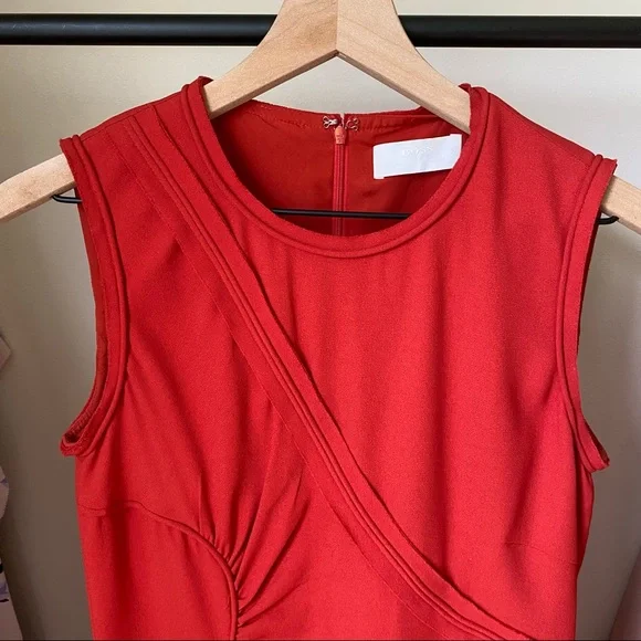 Hugo Boss Red Sheath Mini Dress Crew Neck Sleeveless - Picture 2 of 7